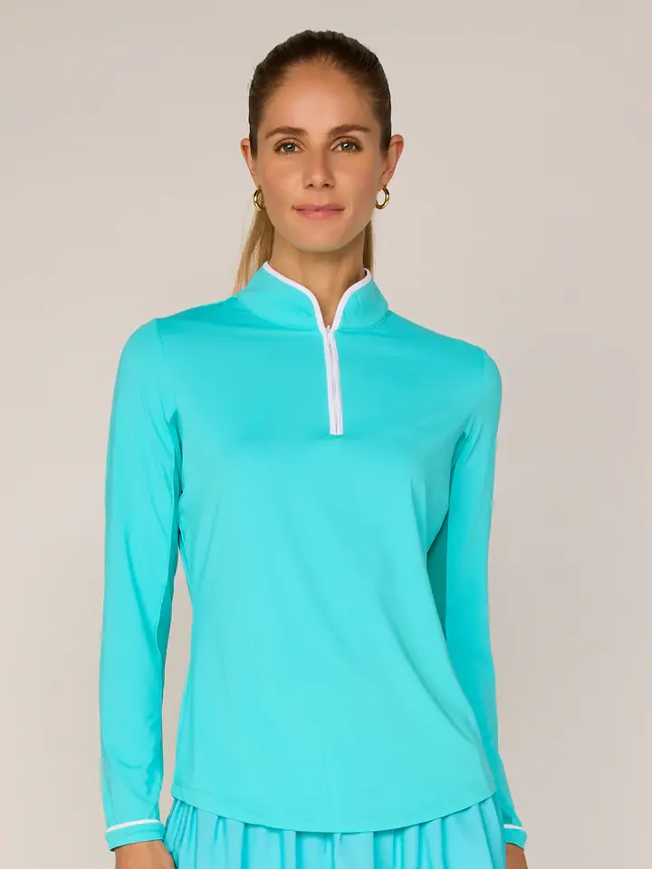 G Lifestyle G Lifestyle Quarter Zip Top Caribbean Turquoise
