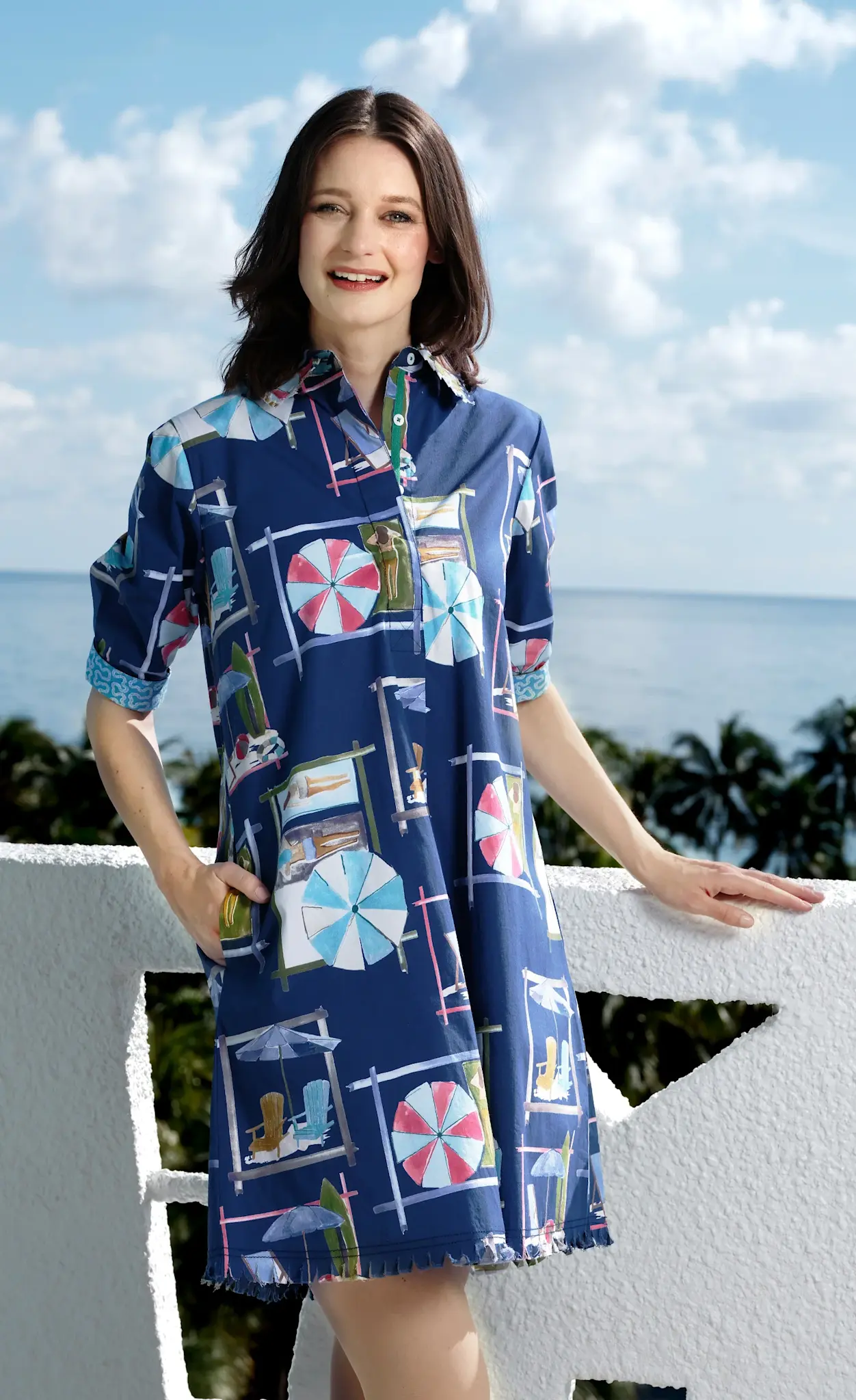 Dizzy Lizzie Chatham Dress Beach Chairs Navy