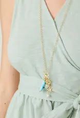 Spartina Spartina Seaside Necklace 32" Turq/Pearl