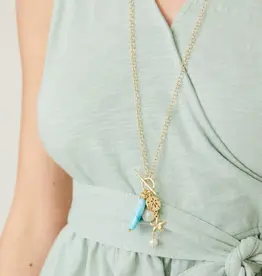 Spartina Seaside Necklace 32" Turq/Pearl