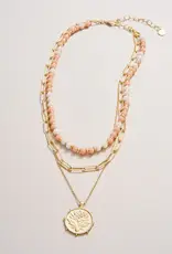 Spartina Lotus Layered Necklace 18'' Blush