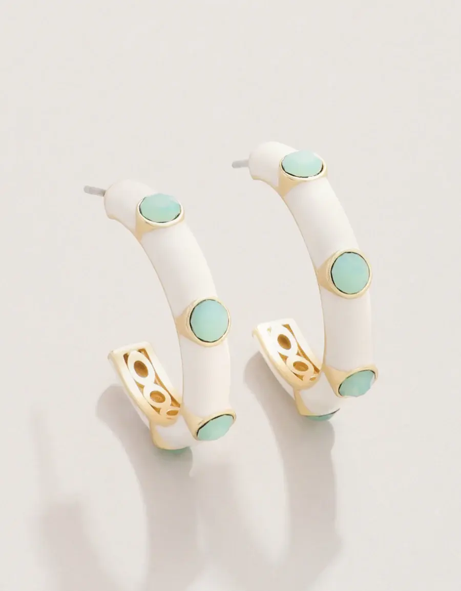 Spartina Clara Gem Hoop Earrings Sea Foam