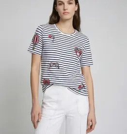 Vilagallo Embroidered Tee Stripes