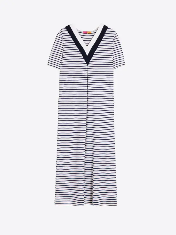 Vilagallo Navy Stripe Maxi Dress