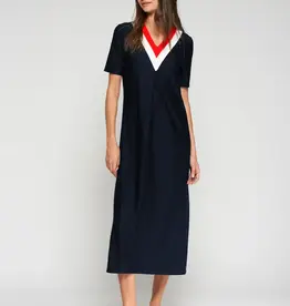 Vilagallo Maxi Dress Contrast V Neck