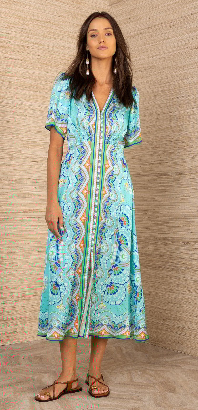 Hale Bob Maverick Maxi Dress Turquoise
