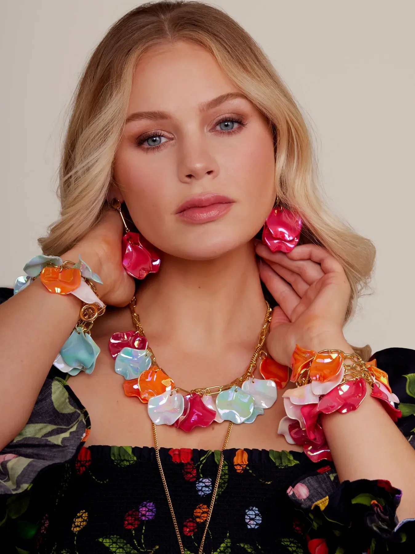 Zenzii Iridescent Petal Cluster Necklace