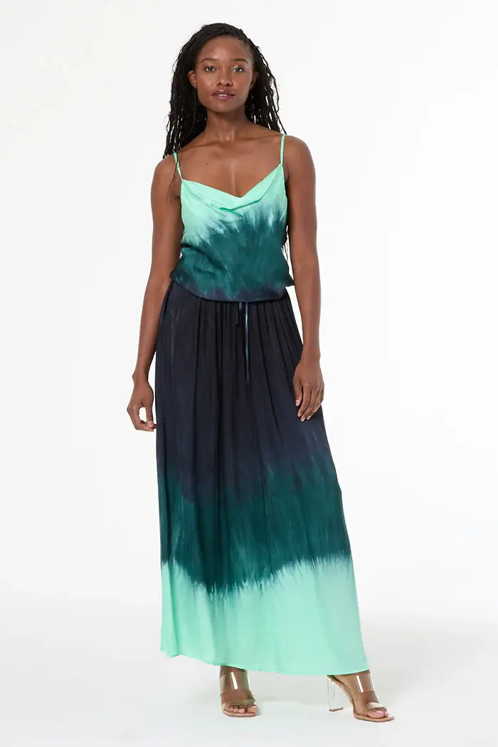Young Fabulous & Broke Edola Skirt Teal Brushed Ombre