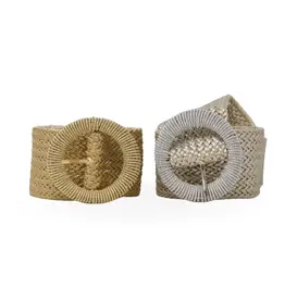 German Fuentes One Size Circle Buckle Raffia Belt