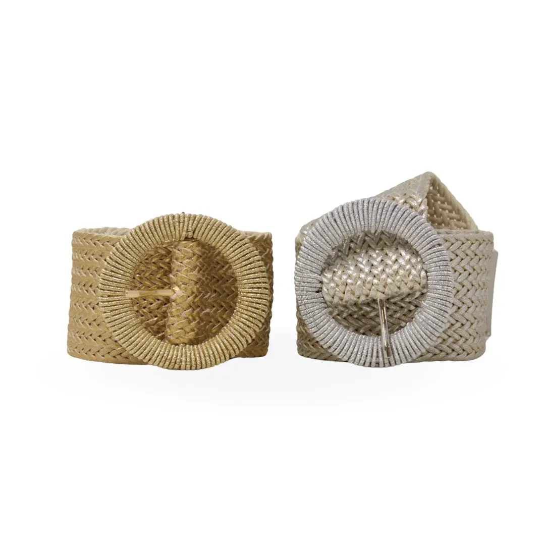 German Fuentes One Size Circle Buckle Raffia Belt