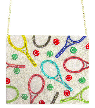 Tennis Racket Beaded Clutch