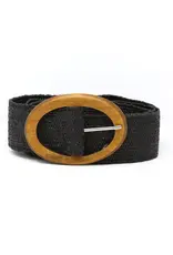 German Fuentes Stretch Belt w/ Wood Buckle