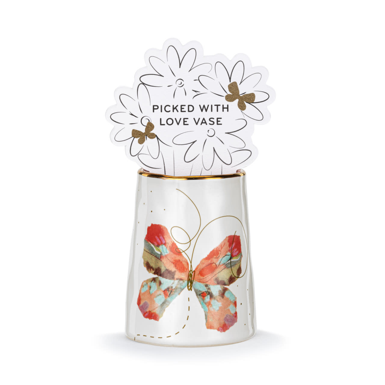 Demdaco Butterfly Picked With Love Vase