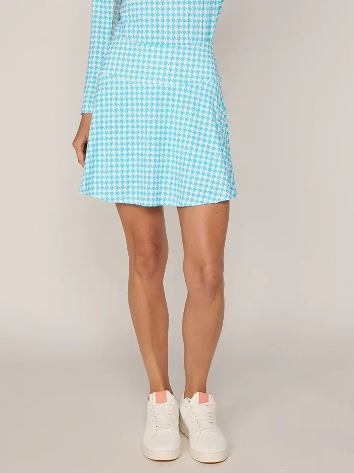 G Lifestyle Ruffle Skort Turquoise Houndstooth
