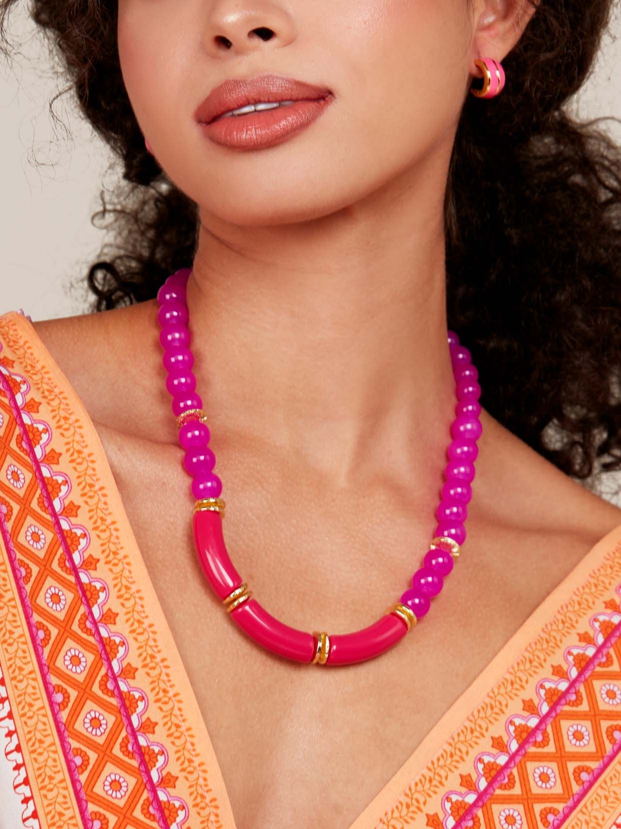 Zenzii Resin Tube Glassbead Necklace