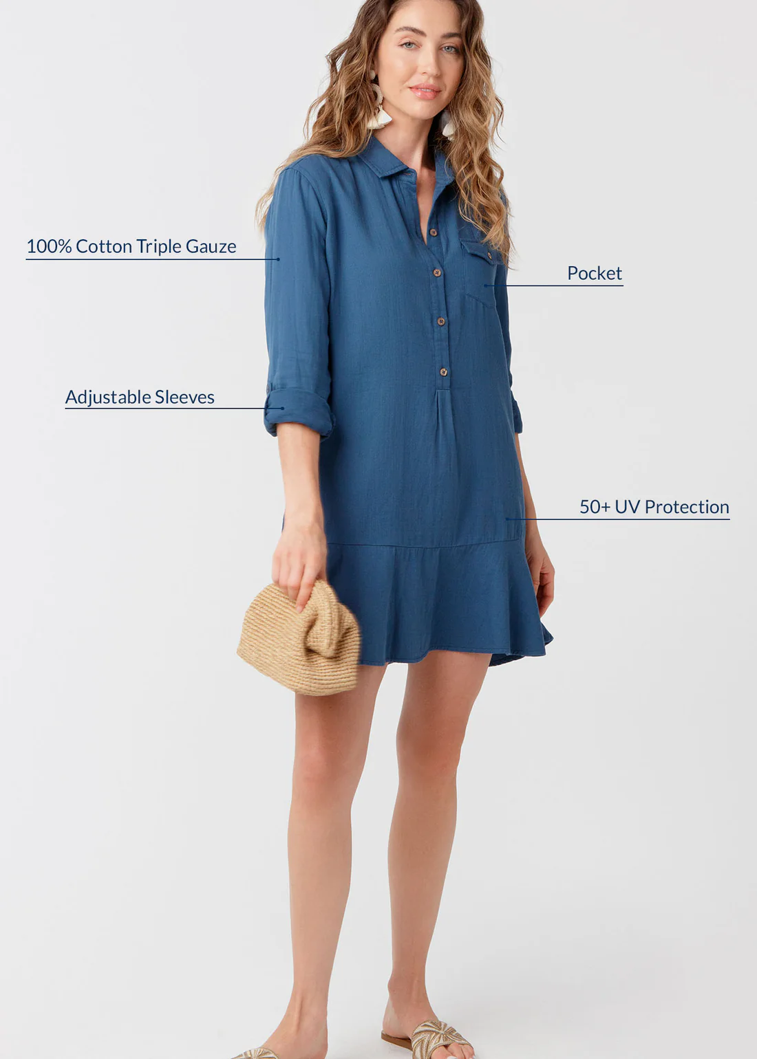 Cabana Life Harbor Gauze Shirt Dress