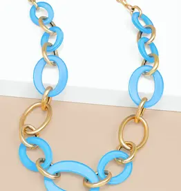 Zenzii Resin Oval Link Matte Gold Long Necklace