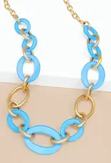 Zenzii Resin Oval Link Matte Gold Long Necklace