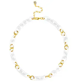 Zenzii Small Resin Oval Link Necklace White