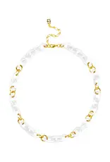 Zenzii Small Resin Oval Link Necklace White
