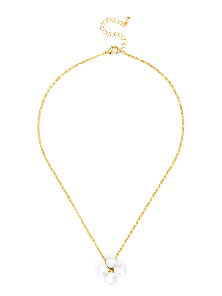 Zenzii Elara Metallic Flower Pendant Necklace