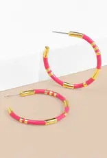 Zenzii Enamel Cleopatra Hoop Earring Pink