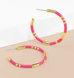 Zenzii Enamel Cleopatra Hoop Earring Pink
