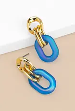 Zenzii Small Resin Oval Earring Cobalt