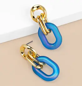 Zenzii Small Resin Oval Earring Cobalt