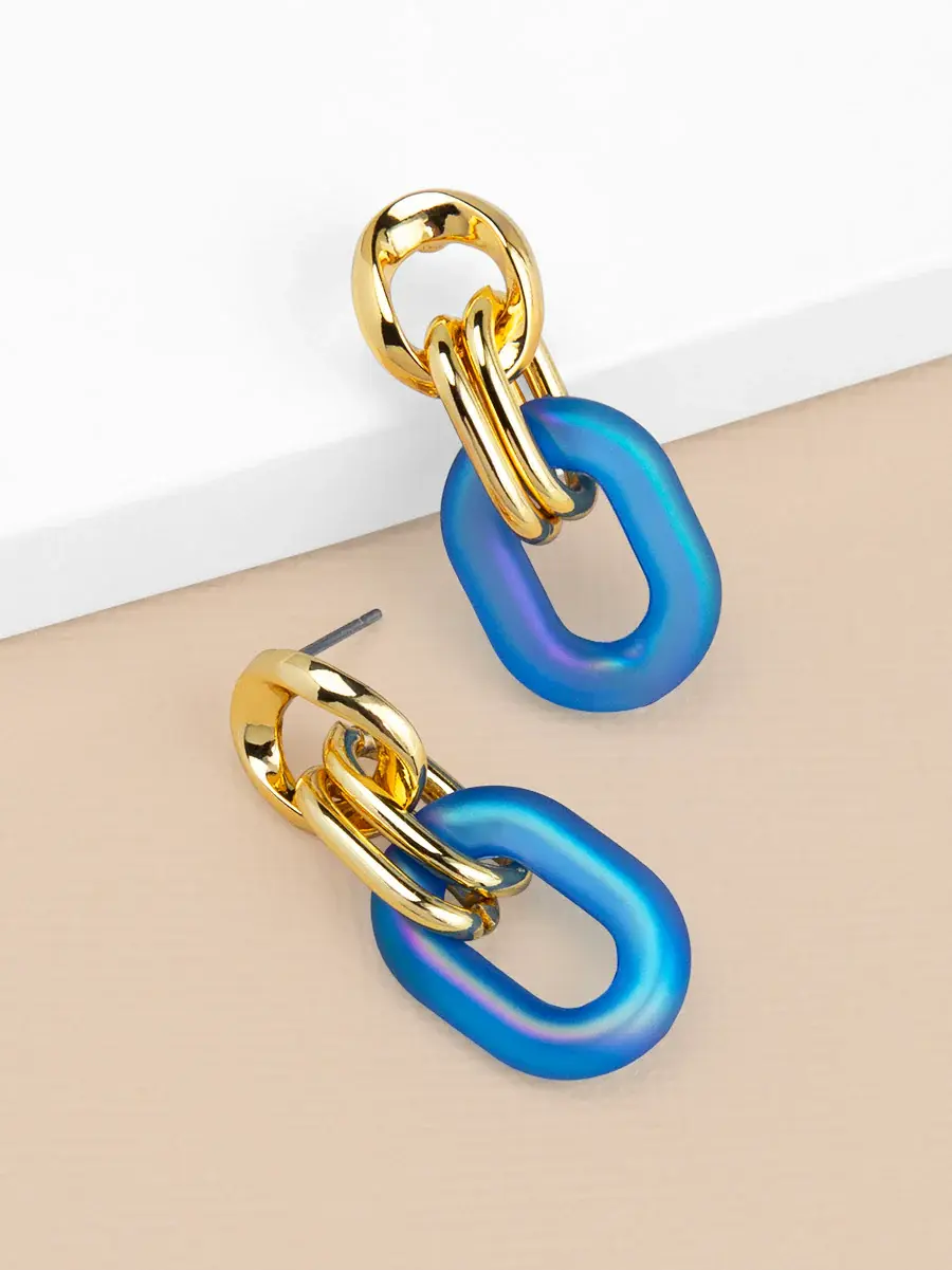 Zenzii Small Resin Oval Earring Cobalt