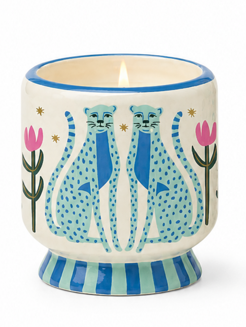 PaddyWax Blue Cheetahs Candle Linen & Orris