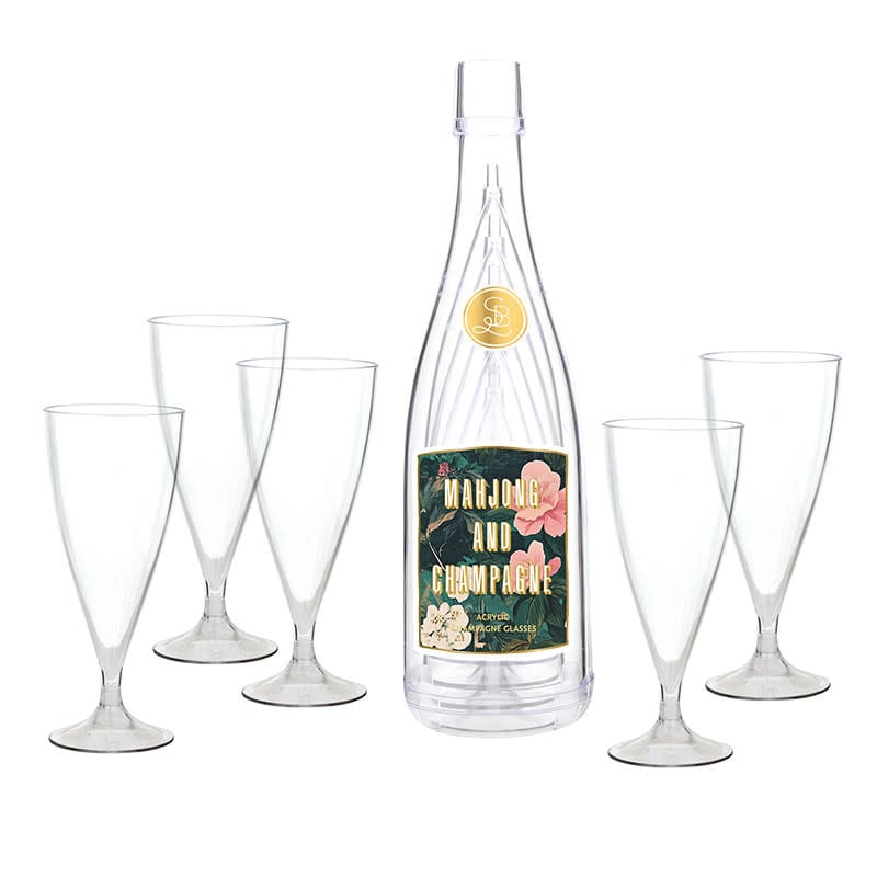 Santa Barbara Design Acrylic Champagne Bottle + Glasses - Mahjong and Champagne