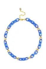 Zenzii Small Resin Oval Link Necklace Cobalt