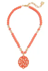 Zenzii Damask Pendant Beaded Necklace