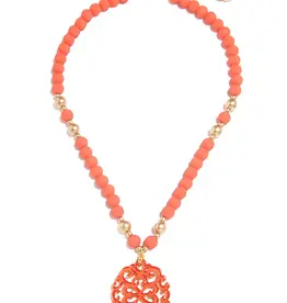 Zenzii Damask Pendant Beaded Necklace