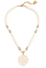 Zenzii Damask Pendant Beaded Necklace