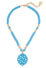 Zenzii Damask Pendant Beaded Necklace