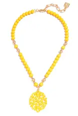 Zenzii Damask Pendant Beaded Necklace