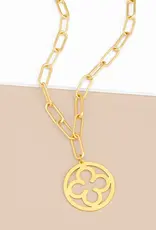 Zenzii Matte Metal Clover Pendant Necklace