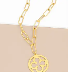 Zenzii Matte Metal Clover Pendant Necklace