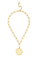Zenzii Matte Metal Clover Pendant Necklace