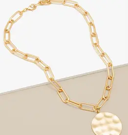Zenzii Hammered Medallion Collar Necklace