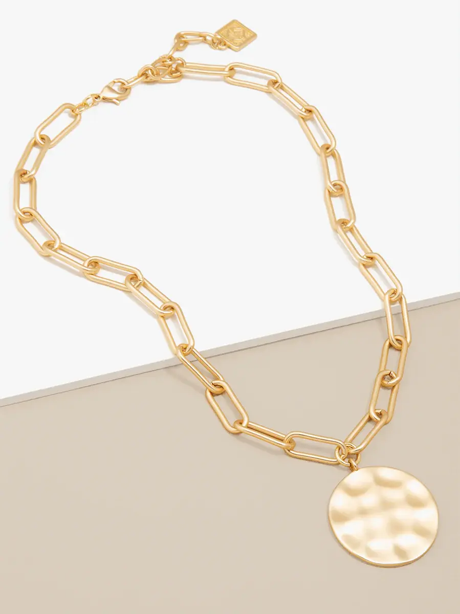 Zenzii Hammered Medallion Collar Necklace