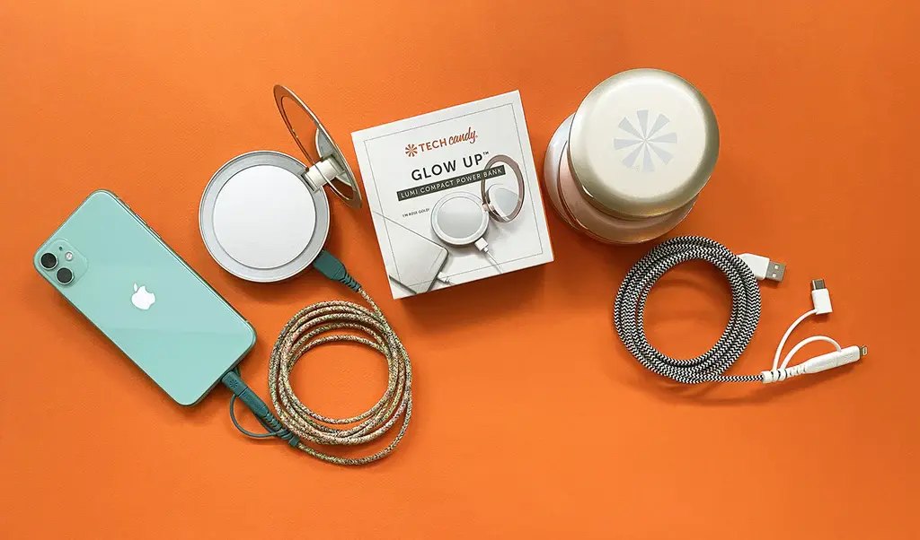 Tech Candy Glow Up Compact & Phone Charger Combo
