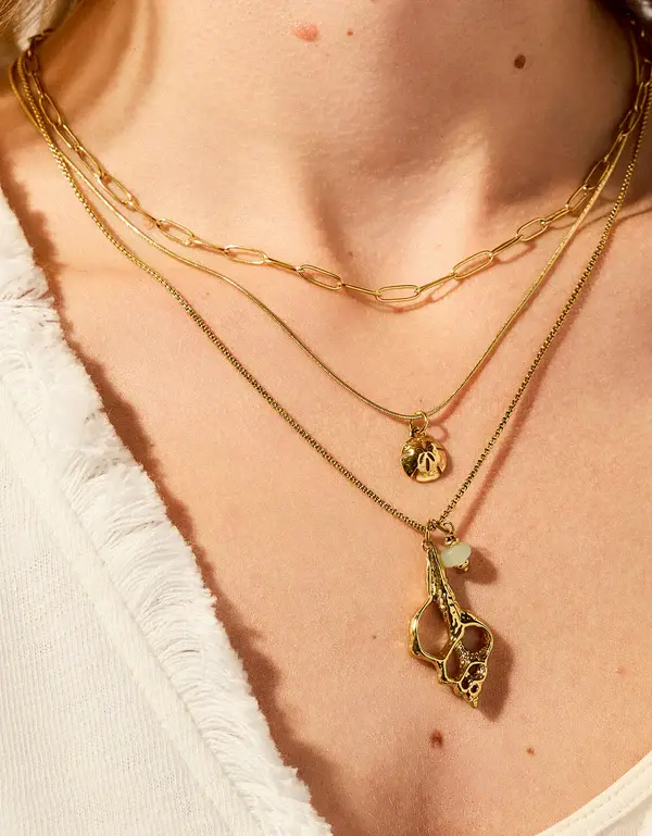 Spartina Spiral Shell Layered Necklace 18"