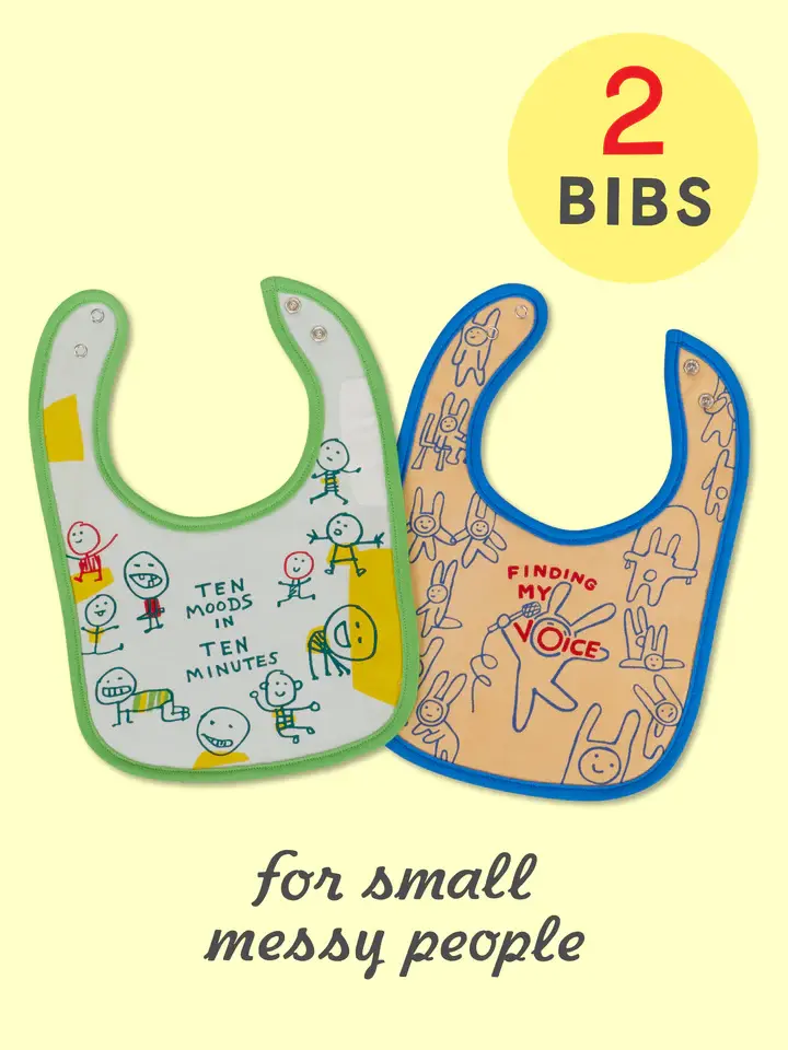 Blue Q Ten Moods In Ten Minutes/ Finding My Voice Baby Bibs