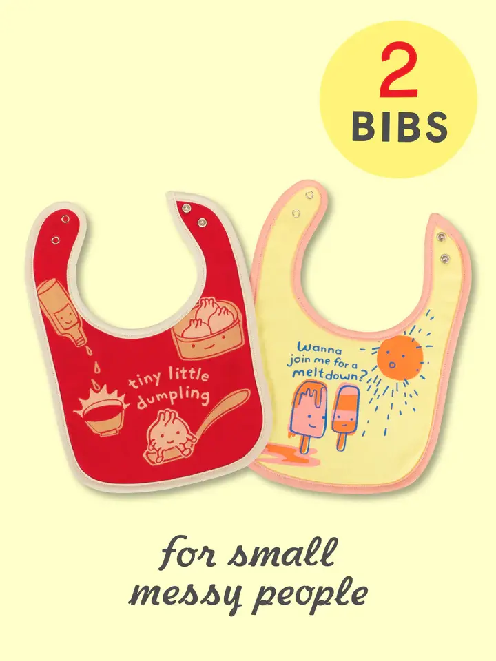 Blue Q Tiny Little Dumpling/ Wanna Join Me For A Meltdown? Baby Bibs