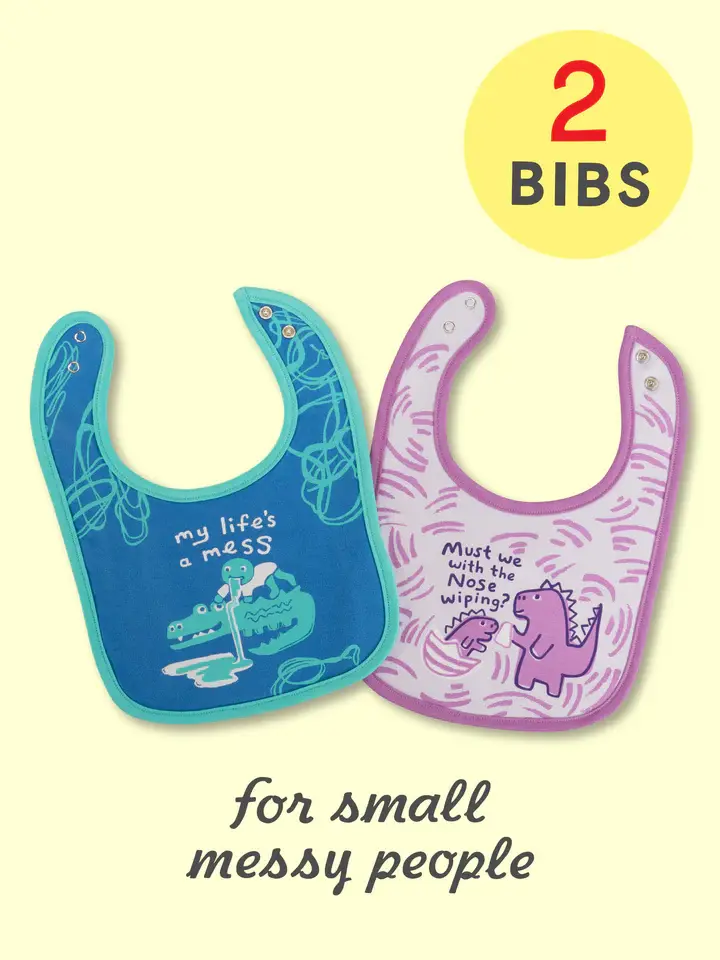 Blue Q My Life's A Mess/ Must We With The Nose Wiping? Baby Bibs