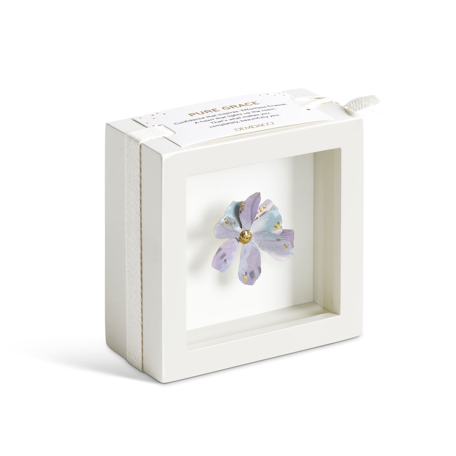 Demdaco Pure Grace Purple Flower Shadow Box - 4in