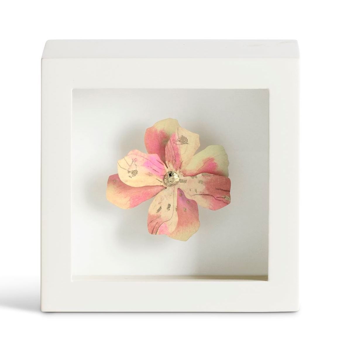 Demdaco Gentle Spirit Pink Flower Shadow Box - 4in